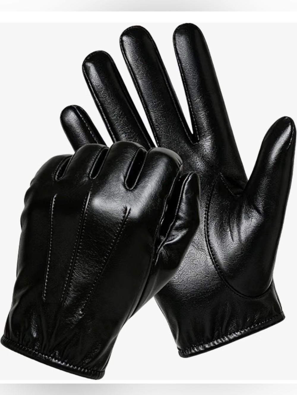 Black Leather Gloves for Men Women